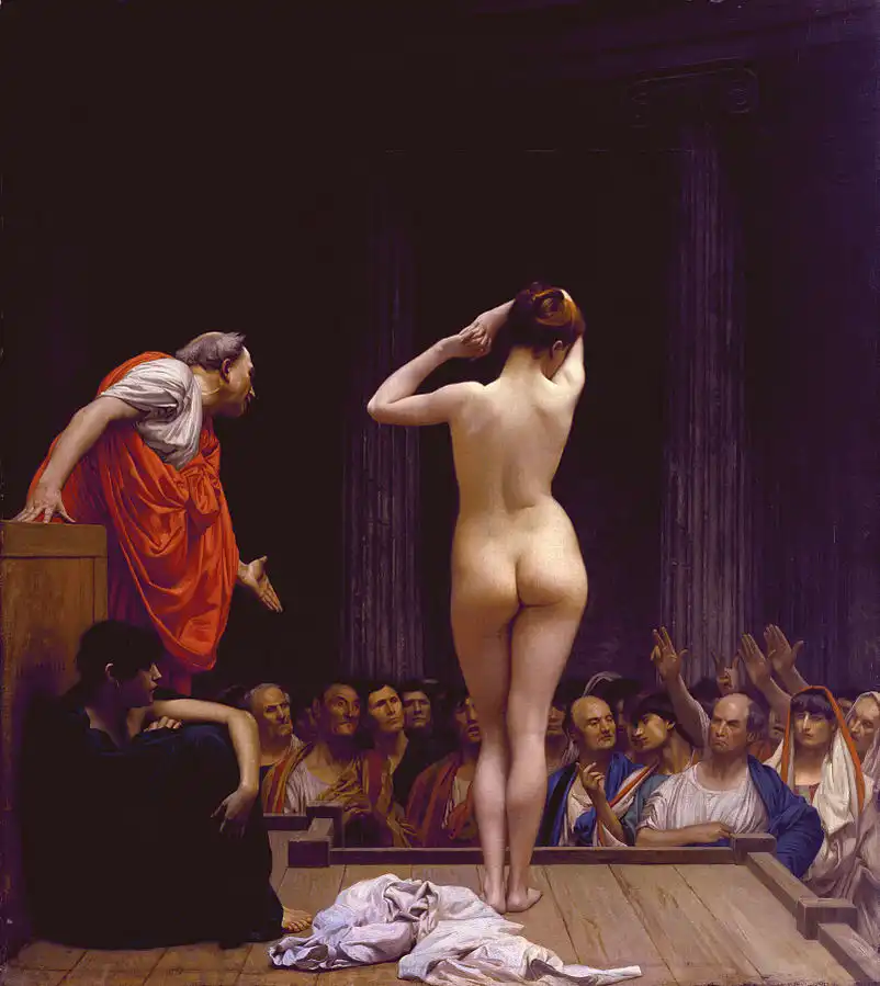 festmény, Gazdaság, Jean-Léon Gérôme, Munkaerő, Ókori Róma, Rabszolga-árverés, rabszolgaság, római birodalom, társadalom, történelem