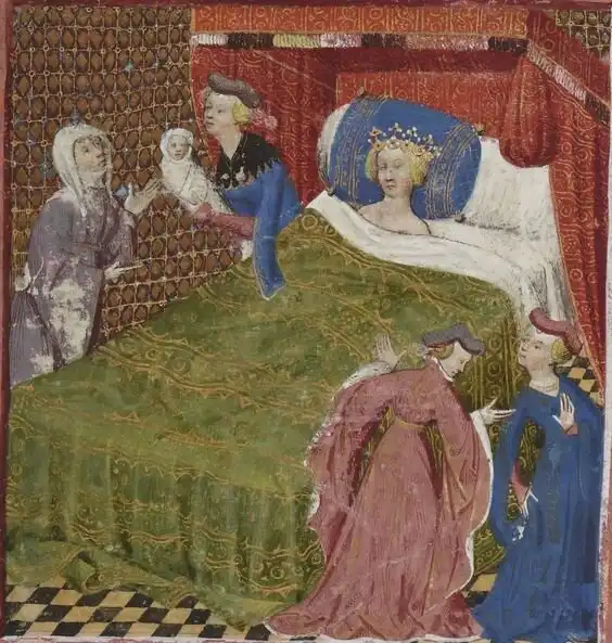 bábák, királyi családok, királynék szülése, középkor, középkori higiénia, középkori szülés, nőtörténelem, szülési halandóság, szülési szokások, történelem