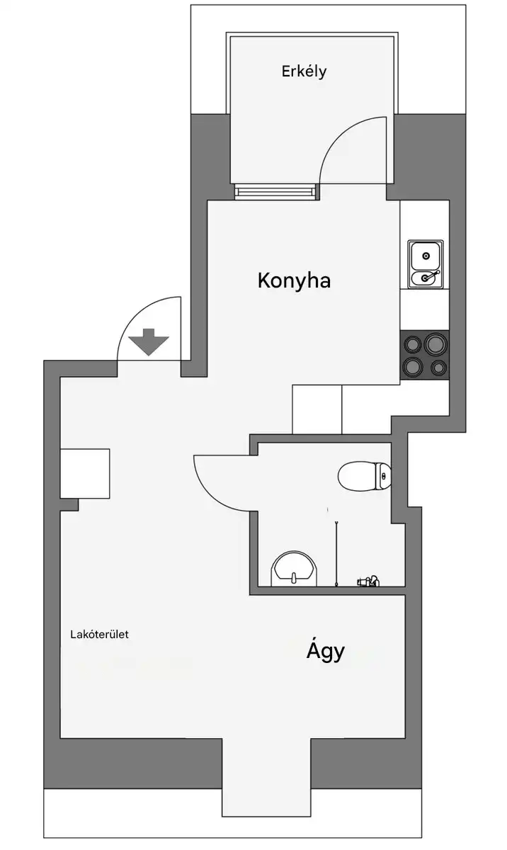 22 négyzetméter, belsőépítészet, egyedülálló, erkély, Göteborg, inspiráció, kis alapterület, kis konyha, kis lakás, lakásbemutató, minimalista lakberendezés, okos elrendezés, otthonteremtés, skandináv stílus, stúdiólakás, svéd lakberendezés, tetőtér, világos lakás