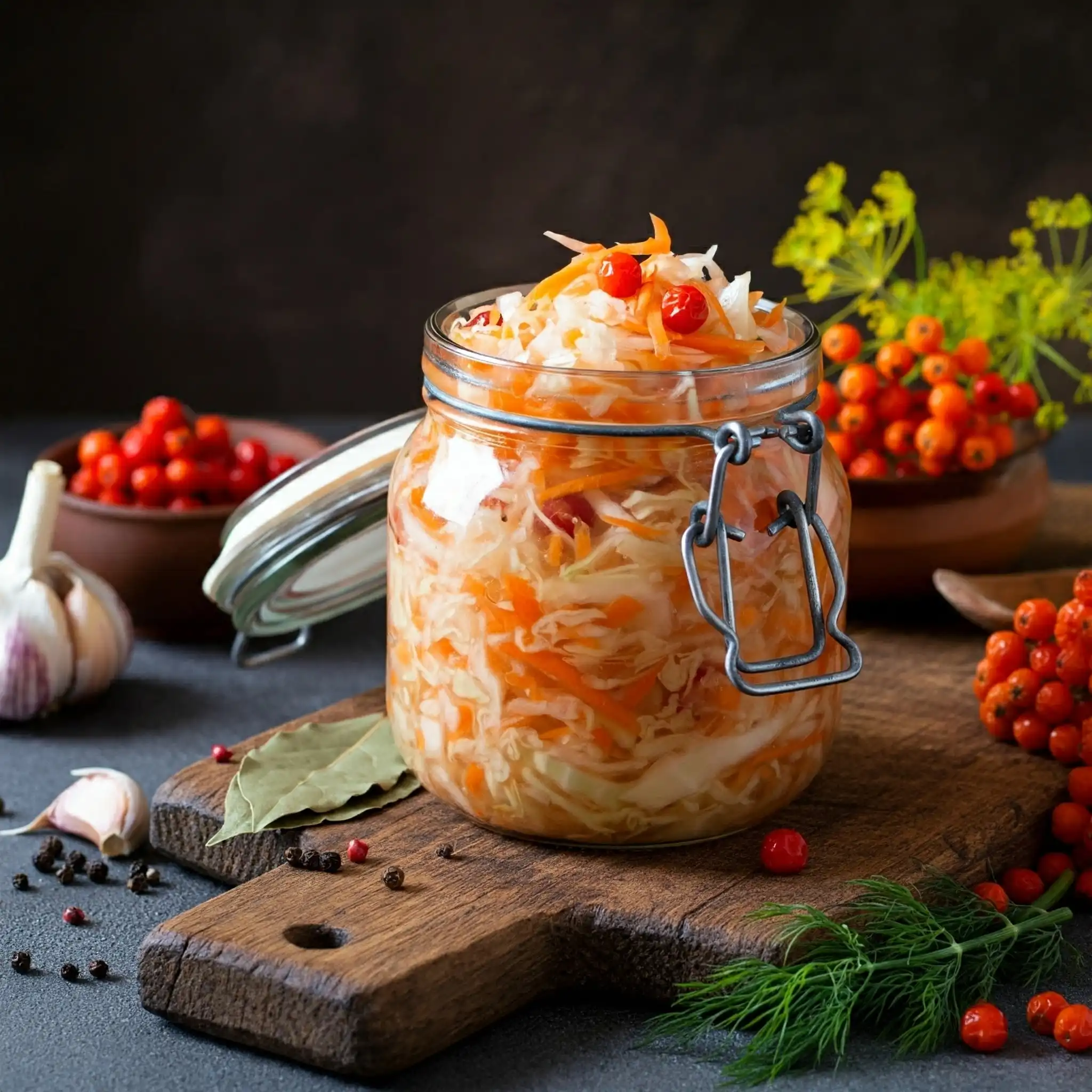 ásványi anyagok, bélflóra, C-vitamin, egészséges táplálkozás, egészségügyi előnyök, ellenjavallatok, emésztés, fekély, fermentáció, fermentált káposzta, gyomorhurut, immunrendszer, kockázatok, magas vérnyomás, probiotikumok, receptek, rost, savanyú káposzta, savanyúság, tejsav, téli eltevés, vitaminok