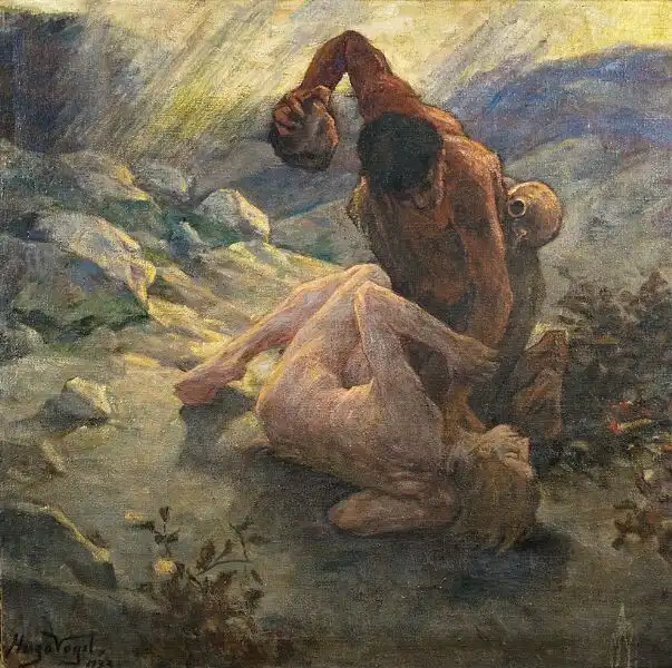 Ábel, Ádám és Éva, áldozat, Biblia, bűnbeesés, Édenkert, eredendő bűn, féltékenység, festészet, galéria, gyilkosság eszköze, irigység, Isten, Káin, kereszténység, ószövetségi történet, szamár állkapcsa, Teremtés könyve, testvérgyilkosság, vallás
