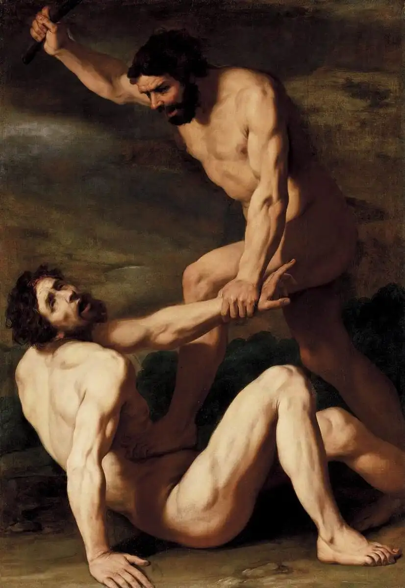 Ábel, Ádám és Éva, áldozat, Biblia, bűnbeesés, Édenkert, eredendő bűn, féltékenység, festészet, galéria, gyilkosság eszköze, irigység, Isten, Káin, kereszténység, ószövetségi történet, szamár állkapcsa, Teremtés könyve, testvérgyilkosság, vallás