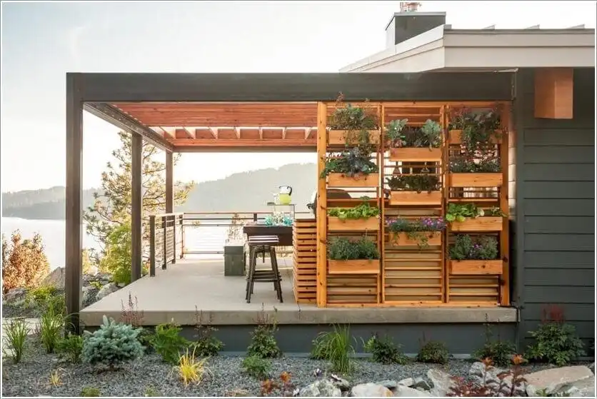 DIY pavilon, előtető, kerti design, kerti építmény, kerti pavilon, kerti pihenő, kertrendezés, minimál stílus, modern pavilon, nyári konyha, olcsó pavilon, pavilon, pavilon építése, terasz, veranda