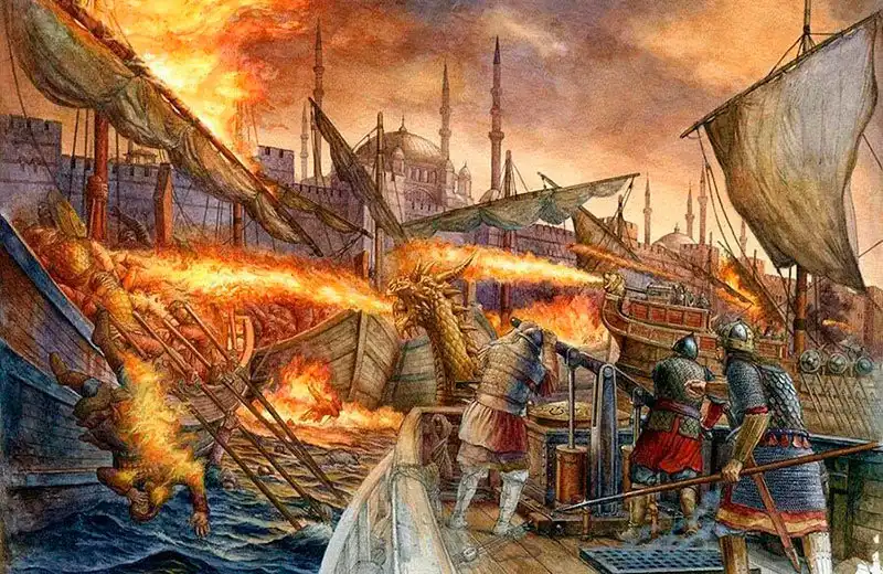 bizánc, fegyverek, görögtűz, hadtörténet, hadviselés, középkor, ostrom, rejtély, technológia, történelem