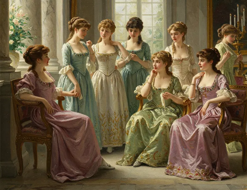 arisztokrácia, királyi udvar, királynő, női szerepek történelemben, palotai intrika, történelem, történelmi udvarhölgyek, udvarhölgy feladatok, udvarhölgy kötelességek, udvarhölgy sors, udvarhölgyek, udvari élet