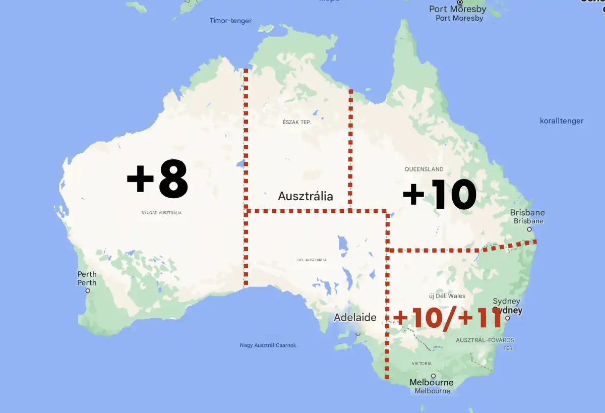 Ausztrália, érdekességek, földrajz, Greenwich, idő, időzónák, Irán, különleges időzónák, kultúrák, Nepál, nyári időszámítás, óraátállítás, országok, téli időszámítás, utazás, világ