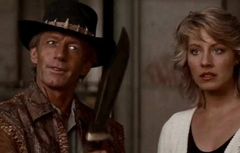 80-as évek, filmes érdekességek, kalandfilm, Krokodil Dundee, Kulisszatitkok, Linda Kozlowski, Paul Hogan, retró mozi, vígjáték